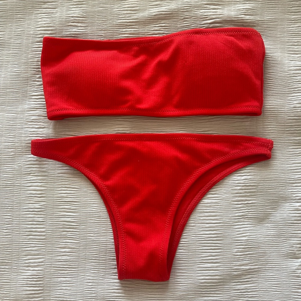 Zaful Red Bandeau Bikini